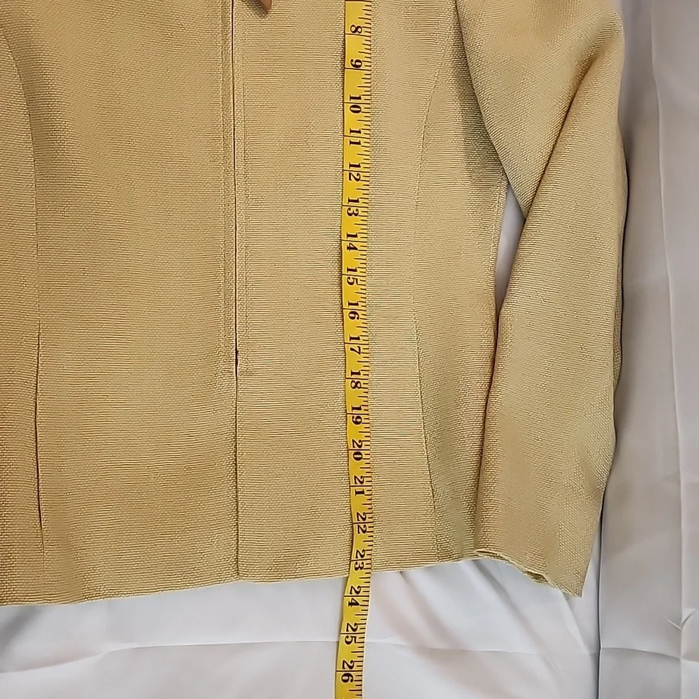 Akris Yellow Partial Wool Zip Up Office Attire Textured Blazer Size 4